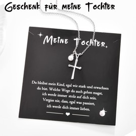 PDTU Gift for Girls, Cross Chain Gift for Daughter, Girls, Granddaughter, Niece, Sister, Goddaughter for Christening, Confirmation, Birthday, School Enrolment, Pearl