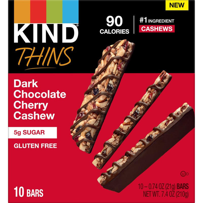 KIND THINS Dark Chocolate Cherry Chashew Bars, Gluten Free, 5g