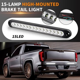 2Pcs 15 Led Brake Light Bar, 12-24V Waterproof Dynamic Stop Flowing Brake Rear Tail Light Bar Daytime Running Driving Light for Car SUV RV Truck Trailer (white)