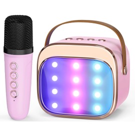 FLUESTON Mini Karaoke Machine for Kids Adults, Portable Bluetooth Speaker with Wireless Microphone, Birthday and Easter Gifts Toys for Girls Ages 3, 4, 5, 6, 7, 8, 9,10,11,12+ Years Old