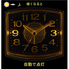 RHYTHM 8RE644SR19 Alarm Clock, Electronic Sound Alarm, Dark Place, Light, Automatic Lighting, Continuous Second Hand