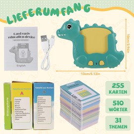 Talking Flashcards German English 510 Words Talking Flash Cards 225 Sheets German Learning Toy for Children from 2-6 Years Preschool Children Gift for Boys Girls