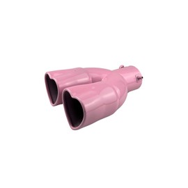idain 2.5 inch Inlet Dual Exhaust Tips Muffler Tip,Chrome Heart-Shaped Exhaust Tip,Universal Bolt-On Double Tube Exhaust Muffler (Pink,Straight)