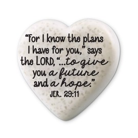 Lighthouse Christian Products Plans for Your Future Scripture Heart 2.25 x 2.25 Cast Stone Plaque