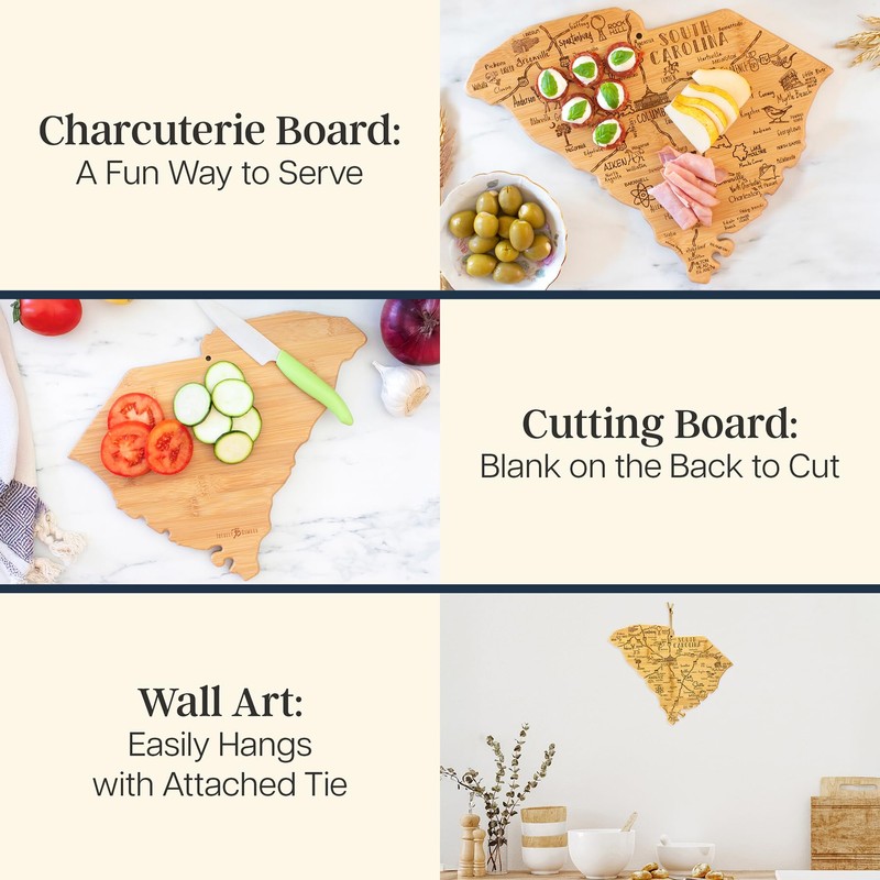 Totally Bamboo Destination South Carolina State Shaped Cutting Board, Charcuterie