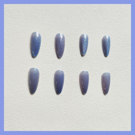 KKUUOO Press on Nails Medium Almond Fake Nails Gray False Nails with Glitter Design Full Cover Gradient Acrylic Nails Jelly Press on Nails Glossy Stick on Nails for Women and Girls 24Pcs
