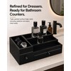 2-Drawer Cologne Organizer for Men, Fully Assembled, Solid Pine, Black/Gray