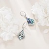 Celtic Earrings 925 Sterling Silver Moonstone Abalone Teardrop Dangle Earrings