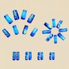 24Pcs Blue Ocean Press on Nails Long Coffin Fake Nails