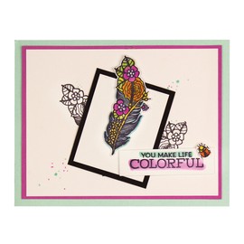 Spellbinders Feather And Beetles Stamp and Die Set, Multicoloured