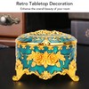 Retro Round Trinket Storage Organizer with Rose Pattern Round Metal