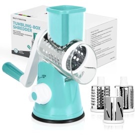 MIXX UNIQ Rotary Cheese Grater - 3 Blades,Veg, Fruit, Nuts - Easy Use/Clean (Blue)