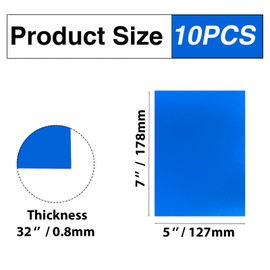 HXymxkeqi 10Pcs Blue Anodized Aluminum Sheet 5" x 7" x 1/32" (0.8mm) Corrosion-Resistant Metal Plates for Laser Engraving, DIY Crafting, Sign Making, Home Decor