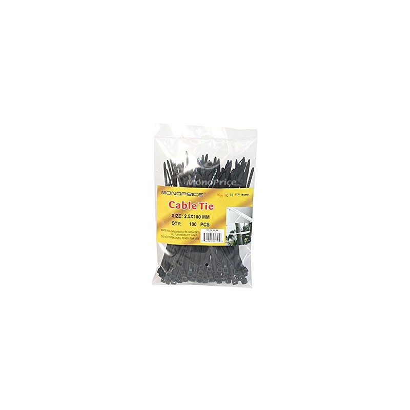 4-inch Cable Tie, 100pcs/Pack, 18 lbs Max Weight - Black