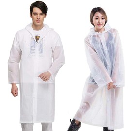 2 Pack Adult Portable Reusable Rain Poncho for Camping Hiking Travel Backpacking, White