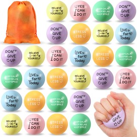 48 Pcs Motivational Stress Balls for Kids Adults 1.97 Inch Stress Balls Bulk with Inspirational Quotes Colorful Foam Ball Gifts to Relieve Anxiety for Employees Coworkers Team (Classic Colors)