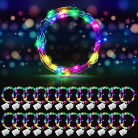 AIKEI 24 Pack LED Fairy Lights Battery Operated, String Lights Waterproof 7 Feet 20 Led Firefly Starry Lights for Wedding Party Bedroom Garden Christmas Outdoor Indoor Decoration Colorful