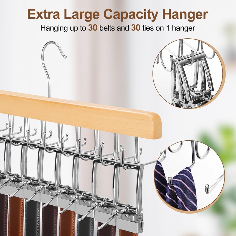 TOPIA HANGER 2 in 1 Belt Tie Hanger for Closet