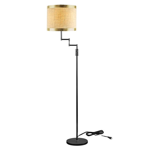 Lightdot 70IN Black Floor Lamp Dimmable Linen Shade LED Floor