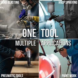 LE LEMATEC Digital Air Pressure Regulator with Locking Valve for Air Slip Prevention, 1/4 NPT Inline Airflow Regulator Up to 160 PSI for Air Compressor, HVLP Spray Paint Gun & Pneumatic Tools (DAR03B)