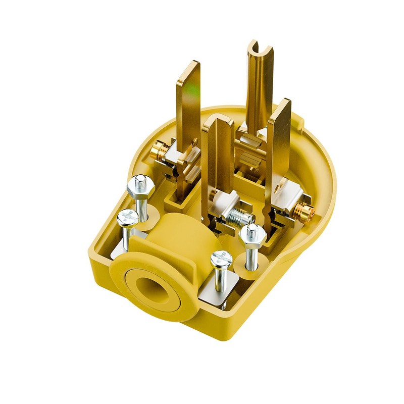 Nema 14-30P 30 Amp 125/250 Volt Angle Plug, Yellow Color,