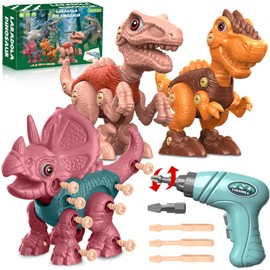 Laradola Dinosaur Toys for Kids Aged 3 4 5 6 7 8 Year Old, Kid Toys for Boys Girls, Take Apart STEM Construction Building Toys with Electric Drill, Party Christmas Birthday Gifts