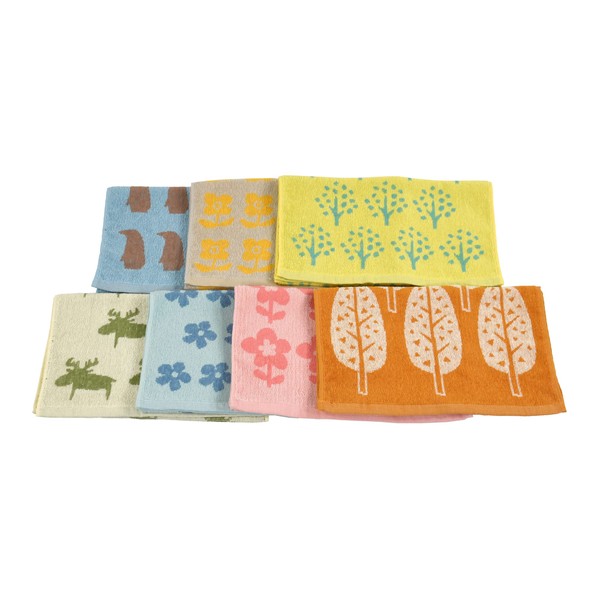 Kosugizen Face Towel, 1 Week Jacquard Towel (Nordic Style), 13.4