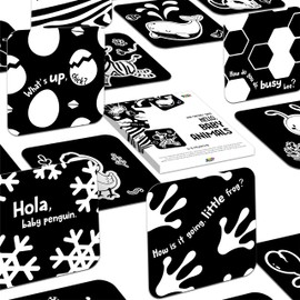 20 PCS Baby Visual Stimulus Cards, Double-Sided High Contrast Black and White Flashcards Visual Sensory Development Montessori Cards Set for Newborn Boy Girl Baby 0-3 Months Tummy Time (5.9” X 5.9”)