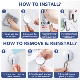 JOMOLA Shower Suction Hooks Bathroom Suction Cup Hooks for Shower Wall Suction Towel Hooks Heavy Duty Loofah Holder for Glass Shower Vacuum Towel Holder Wall Hanger for Bathroom Kitchen 2 Pack