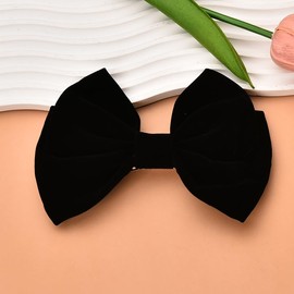 Big Velvet Hair Bow Barrettes for Women Girls Black Bow-Knot Hair Clips Ponytail Holders Hair Ribbon French Barrette Hairpins Bowknot Headpiece Fall Winter Hair Bow Accessories