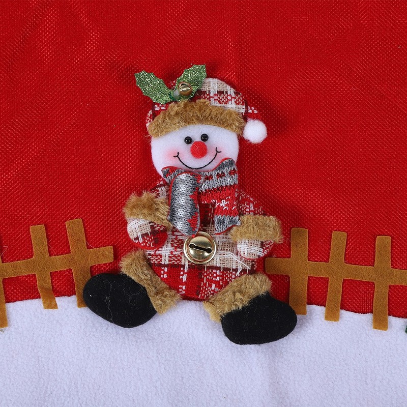 Red Flannelette Christmas Tree Skirt Base Floor Mat Apron Cover