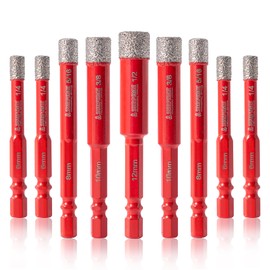 ZURPEMH 10pcs Diamond Drill Bit Sets, Core Drills for Porcelain, Ceramics, Glass & More - Versatile Tile Drill Bits for Efficient, Precise Drilling, Hex Shank, Storage Case (10)