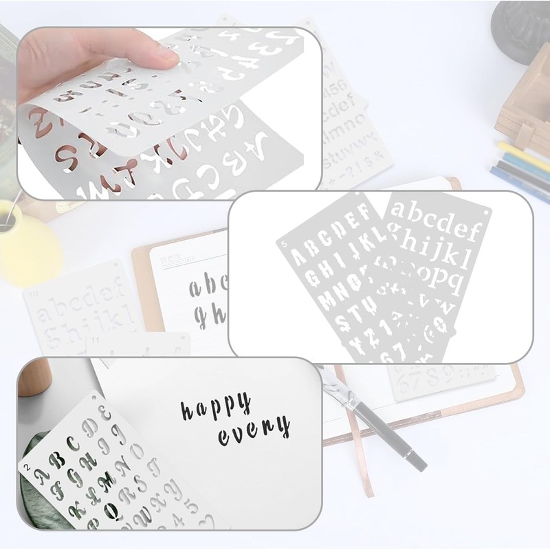12 Pcs Alphabet & Number Letter Stencils Set – Reusable