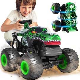 Laoyebaohao Remote Control Monster Truck - Monster Truck Toys with Music and Light, 1:20 Scale RC Truck with 360° Spins, Remote Control Car for Boys 4-7 for Kids Christmas Birthday Gifts