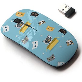 2.4G Wireless Mouse with Cute Pattern Design for All Laptops and Desktops with Nano Receiver - Cute Kitten