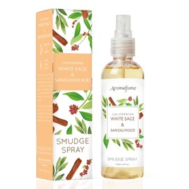 Aromafume White Sage & Sandalwood Smudge Spray 100ml/3.3 oz | Spray for Cleansing Negative Energy & Protection | Non-Toxic