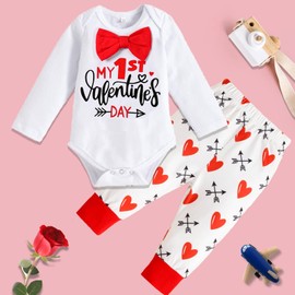 VAIZIQ Baby Boys' Valentine's Day Outfit (0-3months) - Cotton Coordinated Set with Heart Pattern