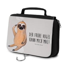 Mr. & Mrs. Panda Toiletry Bag Sloth Bird Show, gray, Hand Drawn