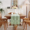 Farmhouse Braided Striped Table Runner with Handcrafted Tassels, Boho Linen