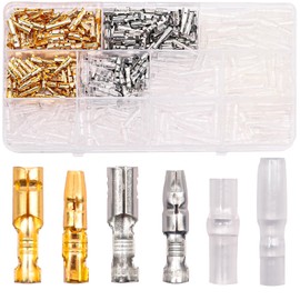 Twidec/400PCS Male and Female Bullet Connectors Kit 3.9mm Brass Bullet Terminals Connector Block with Insulating Sleeves Crimp Terminal Connectors For Automotive Electrical Truck Motorcycle