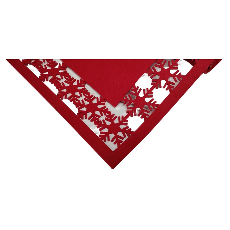 Shop4allsorts Snowflake Christmas Table Runner Red Felt Mat Xmas Dinner