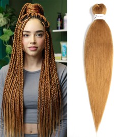 ShowJarlly Pre Stretched Braiding Hair 30 Inch Knotless Braiding Hair Extensions 1pack Easy Braids Hot Water Setting DIY Box Braids Yaki Textured Crochet Braiding (30inch,27#)