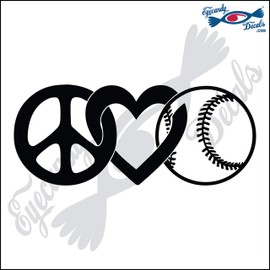 Eyecandy Decals Peace Love and Baseball 7" Black Decal Sticker