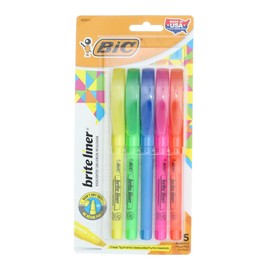 Brite Liner Highlighter, Chisel Tip, Assorted Colors, 5/Set