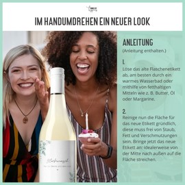 Flaschenetiketten Geburtstag (5 Stück) | Geschenk zum Geburtstag für Frau und Mann | Aufkleber Sektflasche, Weinflasche selbstklebend | Geburtstagsgeschenk Freunde (Birthday Edition #6 Eucalyptus)