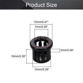 Fielect 100Pcs Cable Hose Snap Bushing Grommet 10mm Mounted Dia Locking Snap Bushing Grommet, SK-10 Black