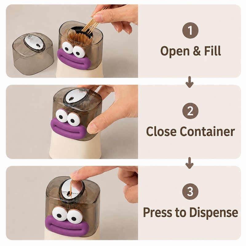 Automatic Toothpick Dispenser for Table Use – One-Press Pop-Up Holder