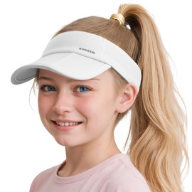 Sukeen Kids Visors Hats for Girls Boys,Foldable Brim Sun Hat Adjustable Folding Cap for Outdoors Activity White