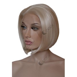 CiCiCa-"ADDY", Lace Front Wigs, Straight Short Wig, Short Bob Wig, Bleach White Blonde Wig, Bleach White Blonde Wig, Swiss Lace Wig, Premium Heat Resistant Synthetic Hair Replacement Wigs for Women.