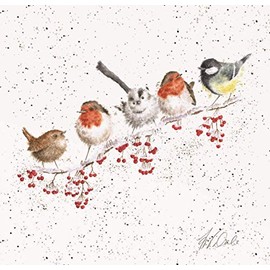 Wrendale Designs Garden Birds Print on White Square Canvas 20 Centimetre One Snowy Day